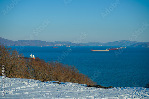 Natural landscape with a view of Nakhodka Bay.