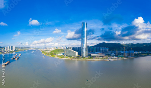 Aerial view of Zhuhai Central Building, Guangdong Province, China