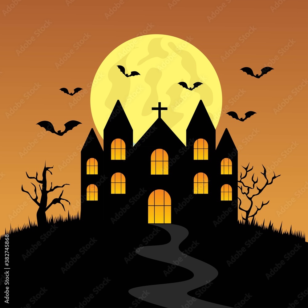 halloween castle vector illustration.