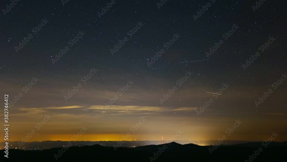 Timelapse, dreamlike starscape with falling stars over North Carolina, USA Timelapse, dreamlike starscape with falling stars over North Carolina, USA