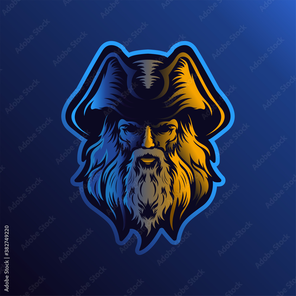 Vector illustration Pirate's Head logo Mascot Stock Vector | Adobe Stock