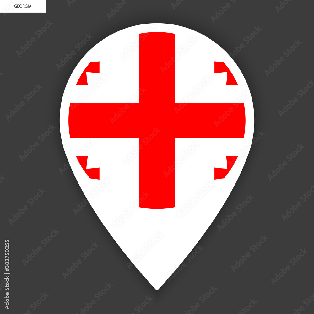 Fototapeta premium Georgia marker icon on dark grey background. Georgian pin icon isolated on barely dark background.