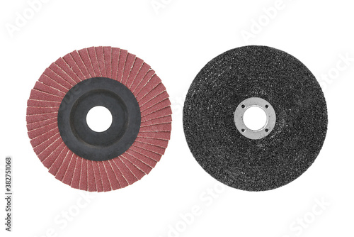 Fototapet Abrasive sandpaper disk for grinder isolated on white background with clipping p