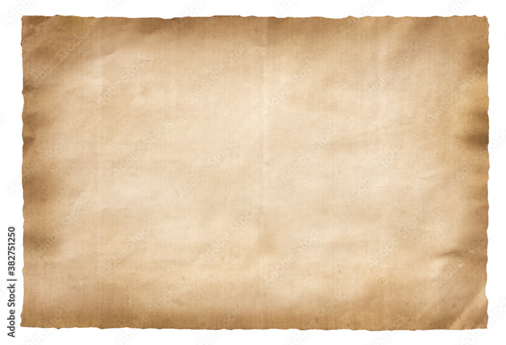 Old brown paper texture isolated on white with clipping path.