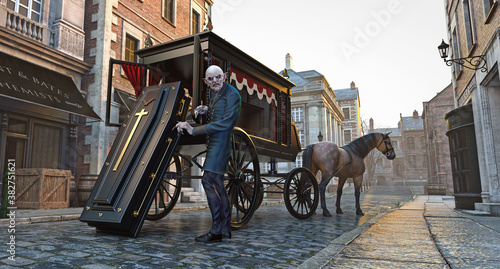 Foto A Vampire In London loading coffin onto a Victorian Style Hearse