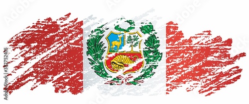 Flag of Peru, Republic of Peru. Bright, colorful vector illustration