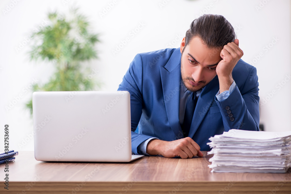 Young male businessman working in the office Young male businessman working in the office