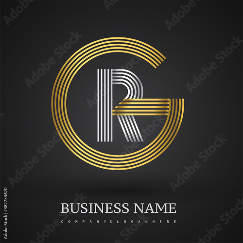 Letter RG linked logo design circle G shape. Elegant gold and silver colored, symbol for your business name or company identity.