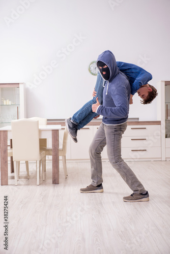 Child abduction concept with young boy