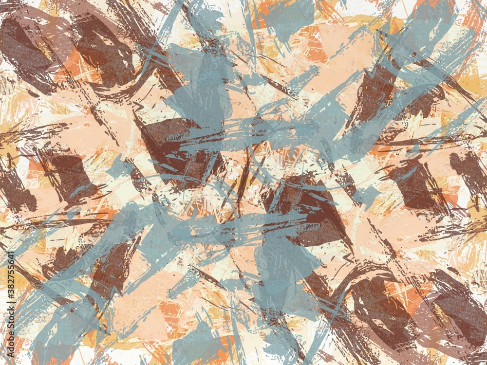 grunge texture of colored paint strokes and blurry stains with brushes of different sizes and shapes