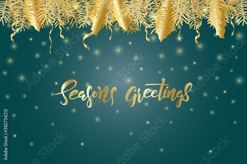 Christmas card with Seasons greetings lettering text