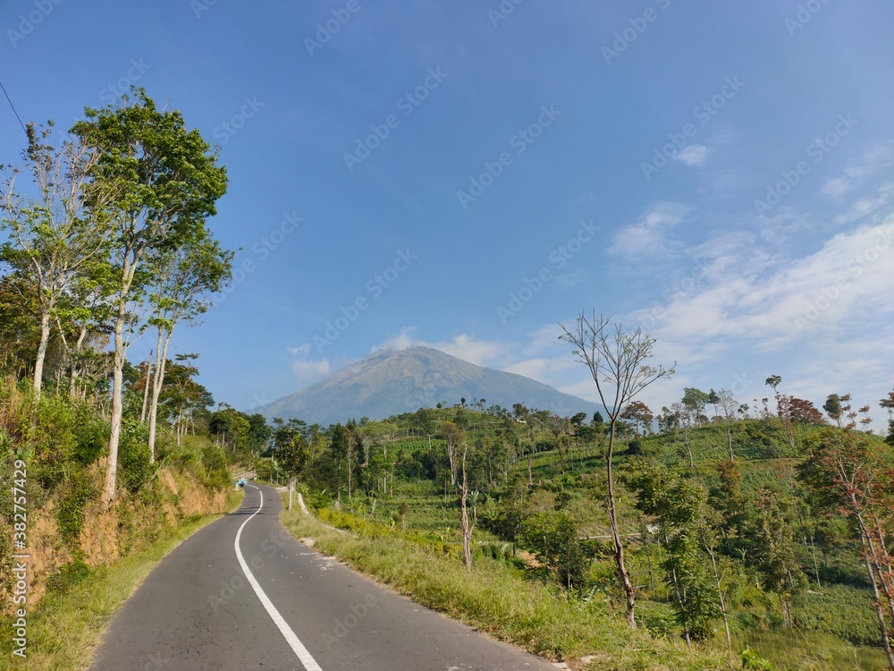 the road to Mount sumbing in the morning