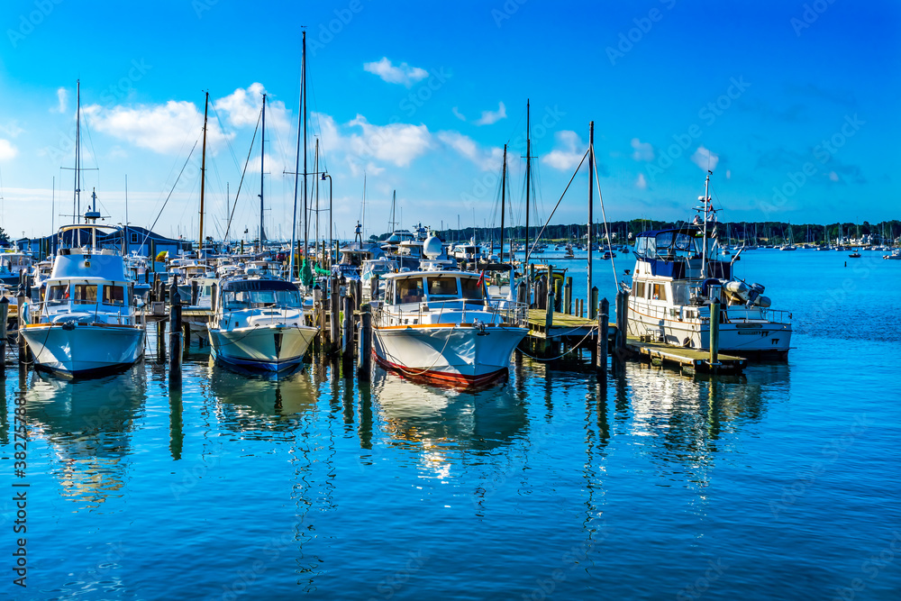 Motorboats Yachts Padanaram Harbor Dartmouth Massachusetts