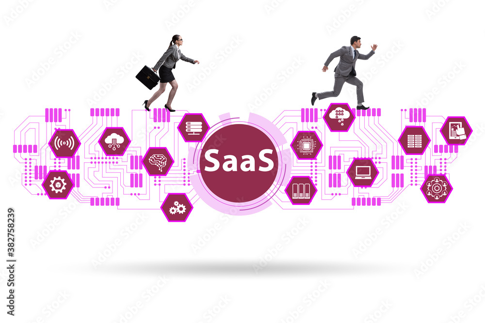 Software as a service - SaaS concept with businessman Software as a service - SaaS concept with businessman