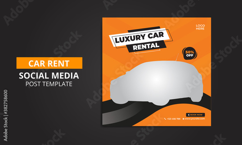 Car rent social media post, luxury car rental social media banner template