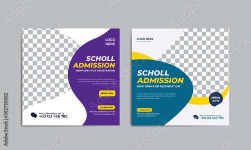 School admission social media post template design