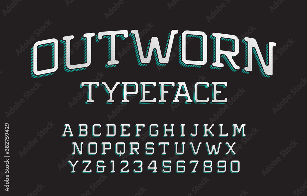 Outworn alphabet font. Scratched vintage letters and numbers. Vector typescript for your typography design.