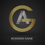 Letter GA linked logo design circle G shape. Elegant gold and silver colored, symbol for your business name or company identity.