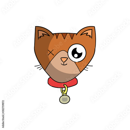 Cute fun cartoon cat portrait