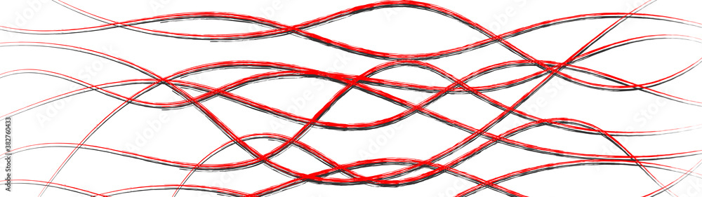 Abstract background of wavy intertwining lines with shadows, red on white Abstract background of wavy intertwining lines with shadows, red on white