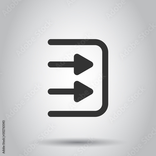 Login icon in flat style. Arrow access vector illustration on white isolated background. Door entry business concept.