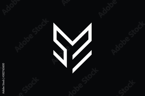 Minimal Innovative Initial SM logo and MS logo. Letter S M MS SM creative elegant Monogram. Premium Business logo icon. White color on black background
