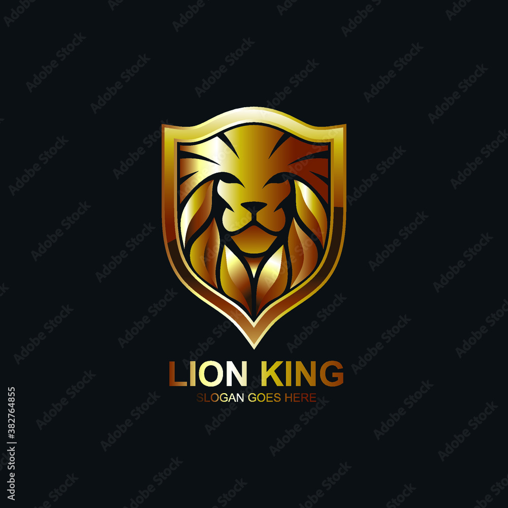 Obraz premium Lion and shield logo in vector
