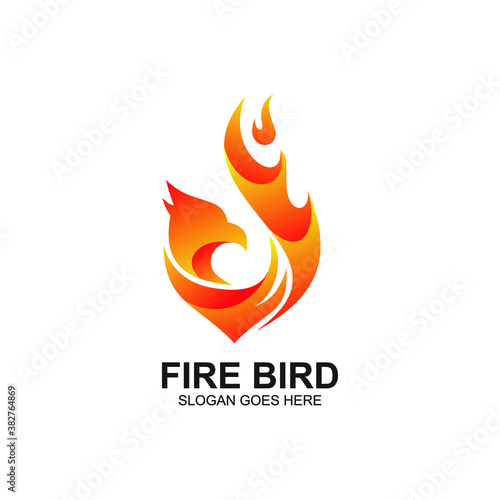 Flame bird logo design 