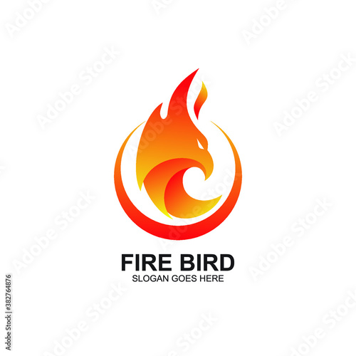 Fire bird logo design vector