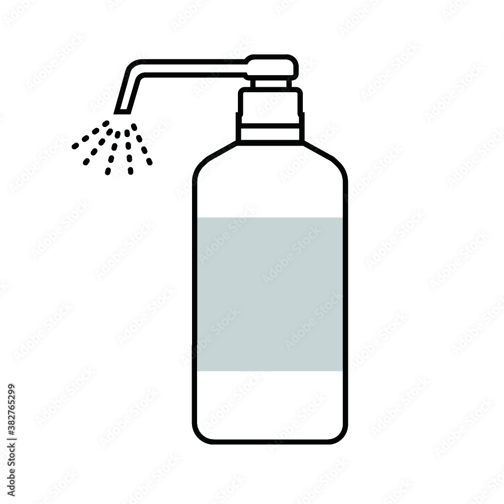 白の消毒液ボトルから出るスプレー