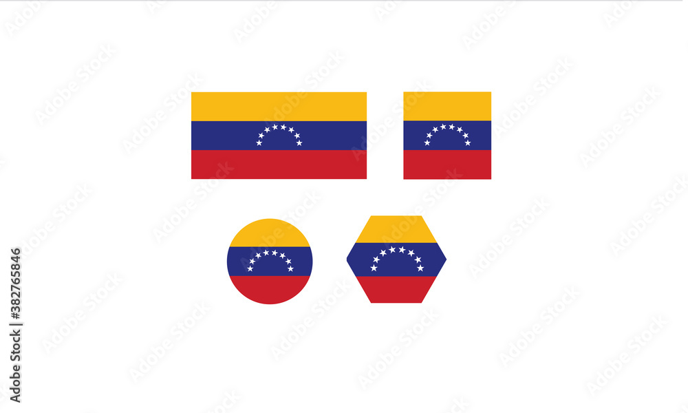 Obraz premium Venezuela flag set shape vector illustration