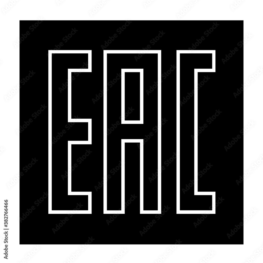 EAC sign, single icon product mark package. Euroasion symbol isolated on white background. Control information illustration