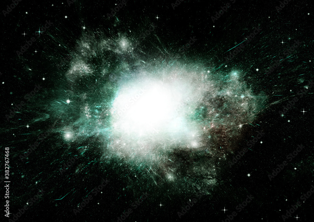 Fototapeta premium Stars, dust and gas nebula in a far galaxy