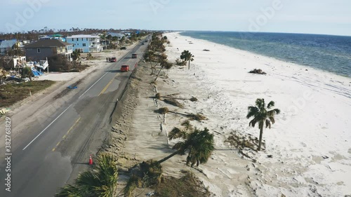 Aerial, pov, aftermath of the Hurricane Michael, Mexico Beach, FL, USA, 2018 photo