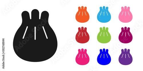 Black Khinkali on cutting board icon isolated on white background. Traditional georgian dumpling. Set icons colorful. Vector Illustration.