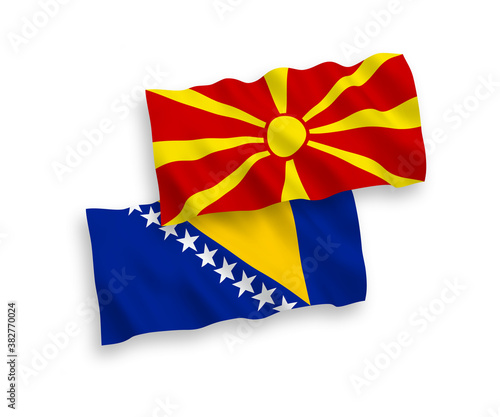 Flags of Bosnia and Herzegovina and North Macedonia on a white background