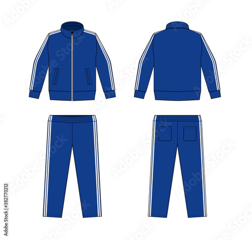 Casual jersey suits (for sports, training etc.) vector illustration set / white and blue