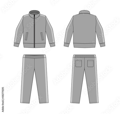 Casual jersey suits (for sports, training etc.) vector illustration set / white and gray