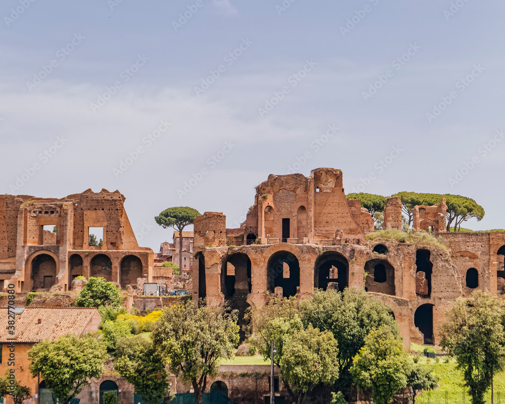 Rome Italy, Apollo Palatino on the palatine hill panoramic view