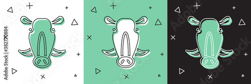 Set Wild boar head icon isolated on white and green, black background. Animal symbol. Vector.