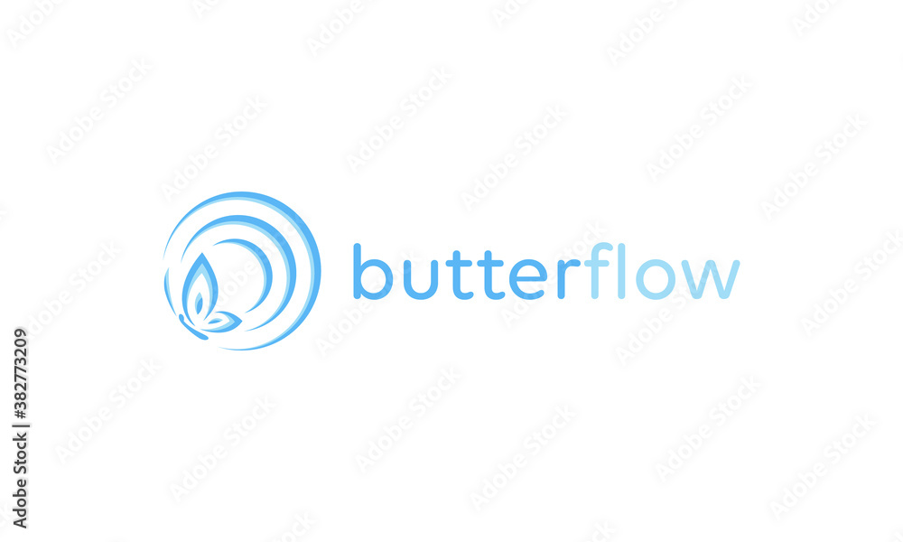 illustration vector graphic of modern, beautiful, creative, simple, abstract mark, combination butterfly and water flow, water wave, puddle logo design