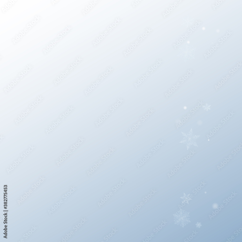 Fototapeta premium Silver Snowflake Vector Gray Background. Falling
