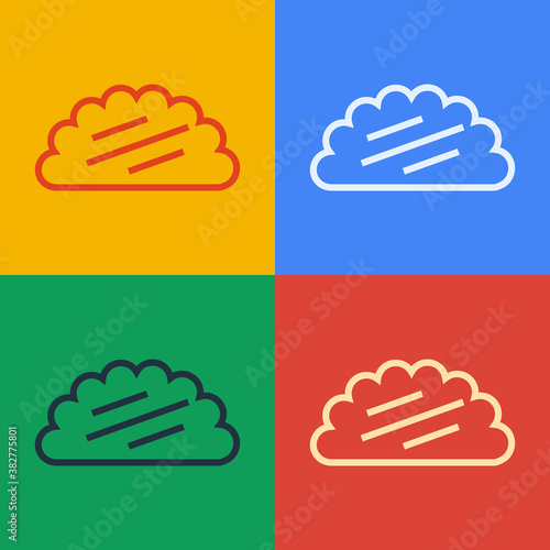 Pop art line Taco with tortilla icon isolated on color background. Traditional mexican fast food menu. Vector Illustration.