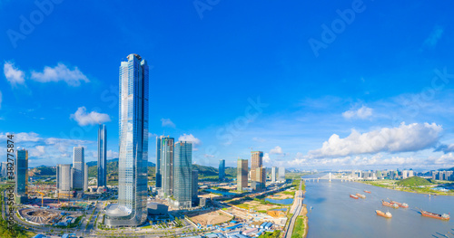 Cityscape of Hengqin Free Trade Zone  Zhuhai City  Guangdong Province  China