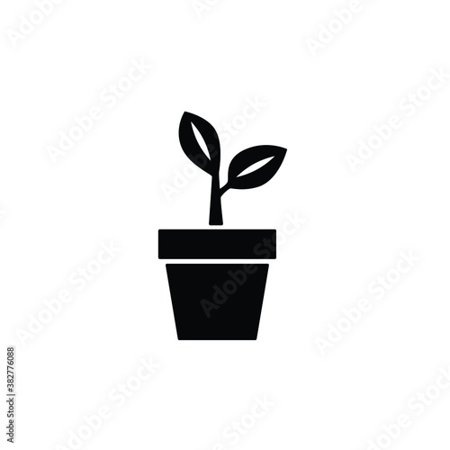 Plant pot icon vector isolated on white, logo sign and symbol. 