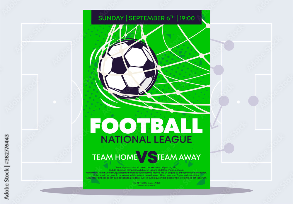 Naklejka premium Vector illustration of a poster template for a football match, national League championship, poster for a football tournament