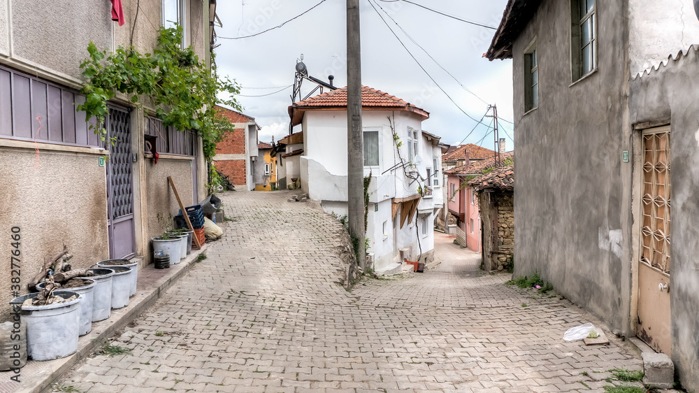 Streets and houses of Tirilye village, in Marmara Sea, Mudanya, Bursa.