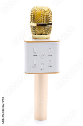a gold microphone