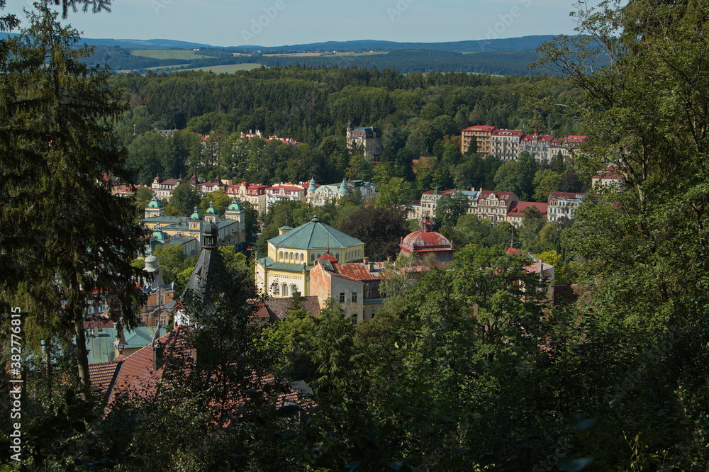 View of Mariánské Lázně from Mecsery Pavillion,Plzeň Region,Czech Republic,Europe
