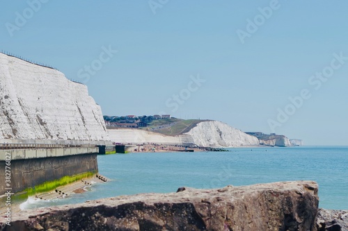 White cliffs of the English Channel on a sunny day photo